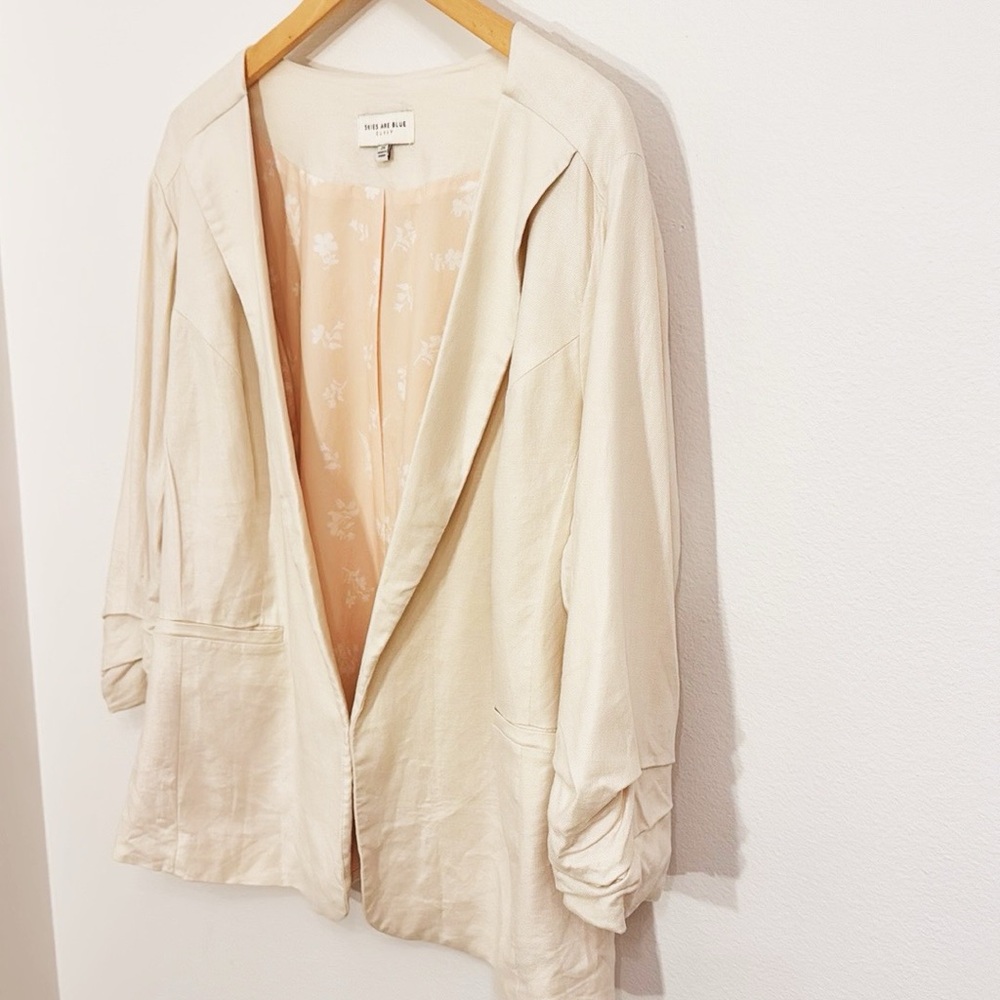 SKIES ARE BLUE Open Blazer Ruched Sleeves, Front Pockets, Lined Size 2X - Picture 3 of 6